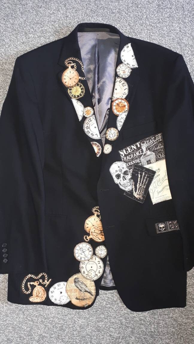 Image of steampunk Men's Upcycled Suit Jacket Unusual Gothic Costume Outfit