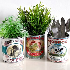Geschenk Retro Konservendosen. Aufbewahrung für zu Hause, Blumen Pflanzentöpfe Besteckhalter Cafés, Restaurant Display. Requisiten-Replik