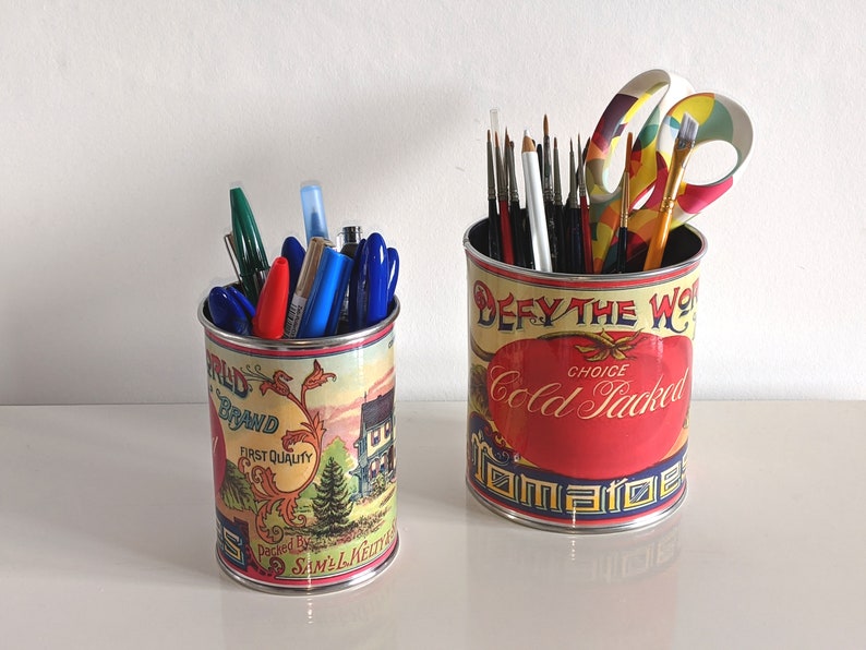 Vintage replica tin cans storage for home cutlery holder Etsy