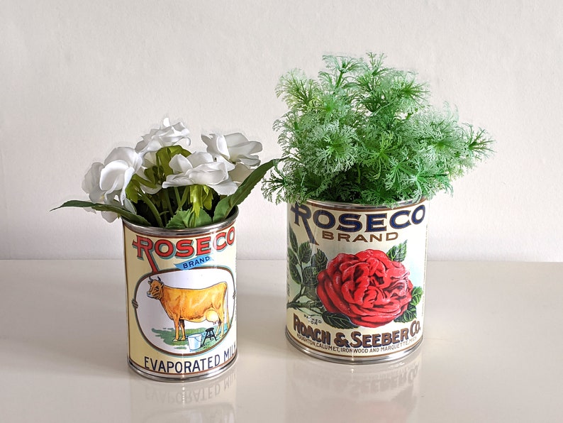 wedding vintage replica food tin cans storage props table center pieces decoration holders for flowers, cutlery, napkins holder plant pots image 8