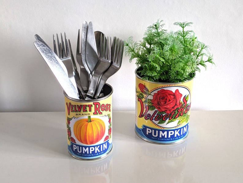 Vintage replica tin cans storage for home cutlery holder Etsy