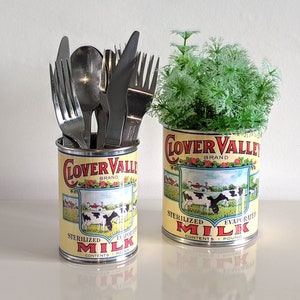 wedding vintage replica food tin cans storage props table center pieces decoration holders for flowers, cutlery, napkins holder plant pots image 7