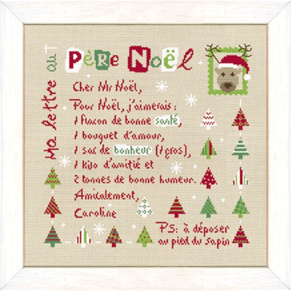 Ma Lettre Au Pere Noel French Counted Cross Stitch Chart In Etsy