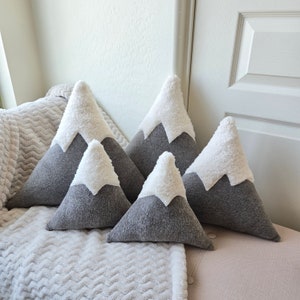 Snowy Mountain Fleece Throw Pillow - Luxe Heather Grey Fleece and Ivory Sherpa - Sugarloaf