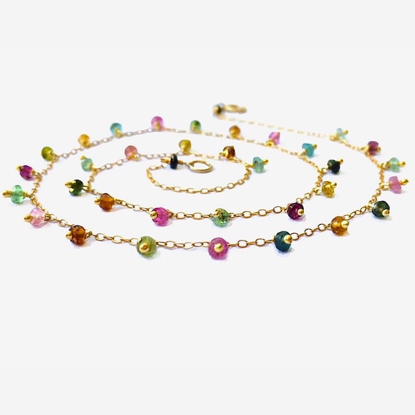 Collier en tourmaline collier pierre tourmaline rose collier or pierres bleues collier or perles tourmaline collier mariage collier pierre