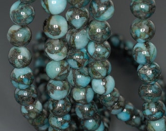 14MM DARK BLUE LAGOON PYRITE INCLUSIONS QUARTZ GEMSTONE ROUND LOOSE BEADS 15.5/"