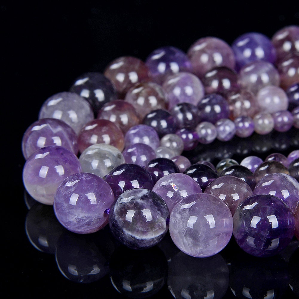8MM Natural Flower Dream Amethyst Gemstone Grade A Round Loose Beads D209
