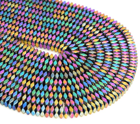 Rainbow Hematite Cube Beads - 3mm Titanium Coated Unique Beads for Jewelry  Making