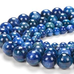 Deep Blue Kyanite Gemstone Grade AAA Round 5MM 6MM 7MM 8MM 9MM 10MM 11MM 12MM 13MM 14MM 15MM Loose Beads 7 inch Half Strand BULK LOT (D144)