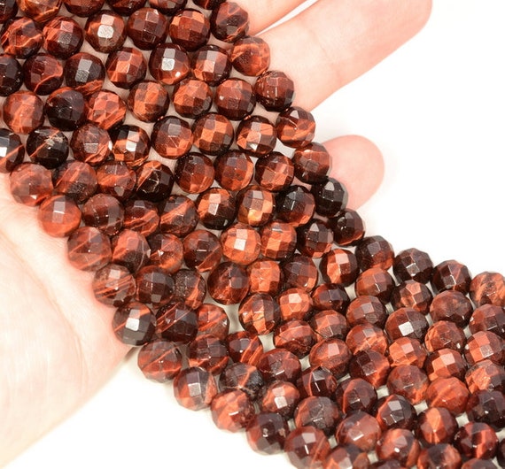 8MM YELLOW TIGER EYE GEMSTONE GRADE A FACETED ROUND LOOSE BEADS 7.5/"