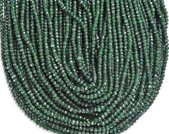 Collier Argent 925 Avec Émeraude & Jade - Perles Rondes 3mm - Longueur 50,8 Cm