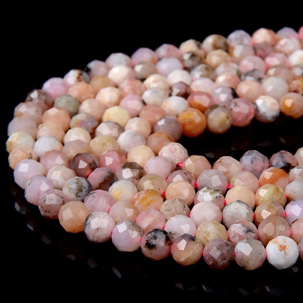 4MM Pink Opal Gemstone Grade AA Micro Faceted Round Beads 15.5 inch Full Strand BULK LOT 1,2,6,12 and 50 (80009122-P14)