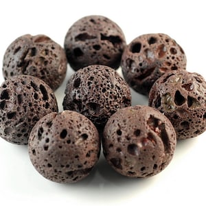 25mm Café Volcanic Basaltic Lava Gemstone Round 25mm Loose Beads 8 inch Half Strand (90186623-756)