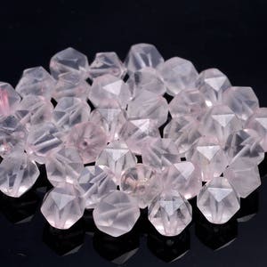 8MM Rose Quartz Beads Star Cut Faceted Grade AAA Genuine Natural Gemstone Loose Beads 14.5&quot; LOT 1,3,5,10 and 50 (80005202-M19)