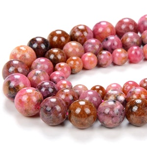 Natural Thulite Pink Zoisite Gemstone Grade A Round 5MM 6MM 7MM 8MM 9MM 10MM Loose Beads BULK LOT 1,2,6,12 and 50 (D201)