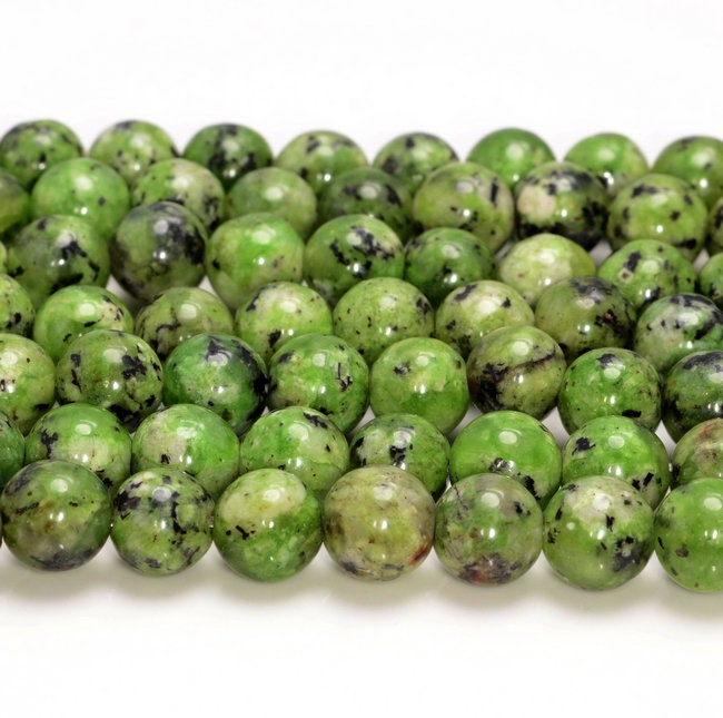 8mm Dark Green Faceted Jade Gemstone Beads - 15 Strands Of Round Loose Beads For Jewelry