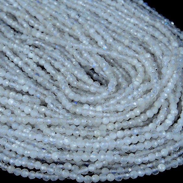 2MM  Rainbow Moonstone Gemstone Grade AAA Micro Faceted Round Beads 15.5 inch Full Strand BULK LOT 1,2,6,12 and 50 (80008853-P11)