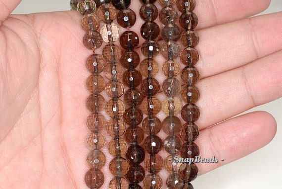 7mm Smoky Quartz Gemstone Grade AA Faceted Round Loose Beads