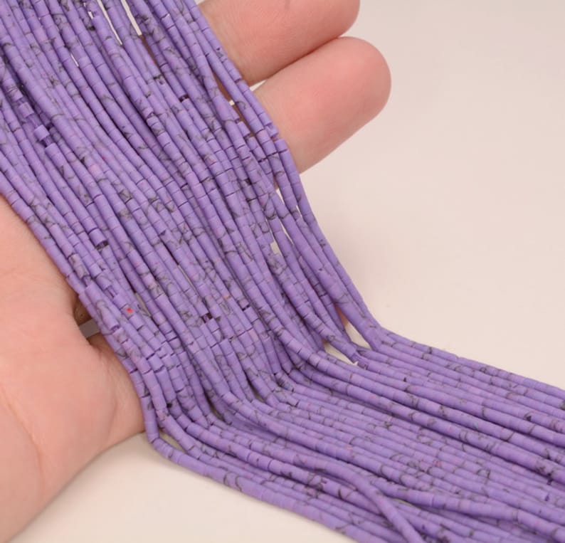 2MM PURPLE JADE GEMSTONE PURPLE TUBE 2MM LOOSE BEADS 14/"
