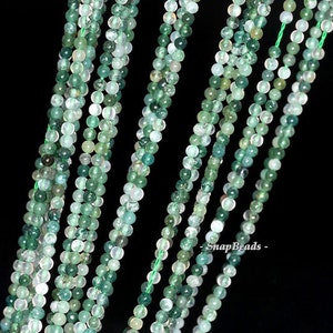 2MM Botanical Moss Agate Gemstone Inclusions Green Round 2MM Loose Beads 16 inch Full Strand LOT 1,2,6,12 and 50 (90113981-107-2mm A)