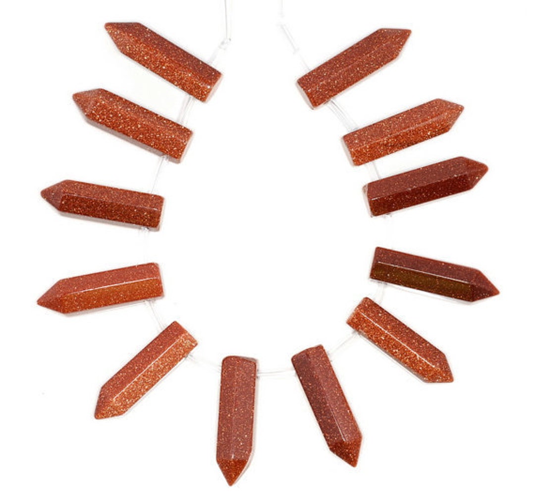 31x8mm Gold Sandstone Gemstone Point Healing Chakra Hexagonal Etsy