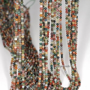 2MM Sanctuary Indian Agate Gemstone Round 2MM Loose Beads 16 inch Full Strand LOT 1,2,6,12 and 50 (90113980-107-2mm A)