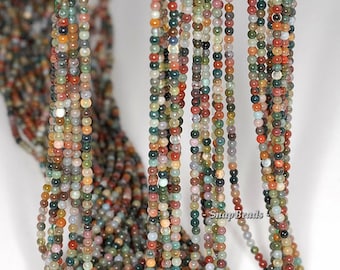 2MM Sanctuary Indian Agate Gemstone Round 2MM Loose Beads 16 inch Full Strand LOT 1,2,6,12 and 50 (90113980-107-2mm A)