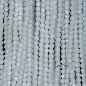 2mm White Ceramic Gemstone Faceted Round 2mm Loose Beads 15.5 inch Full Strand LOT 1,2,6,12 and 50 (90181587-107-2g)