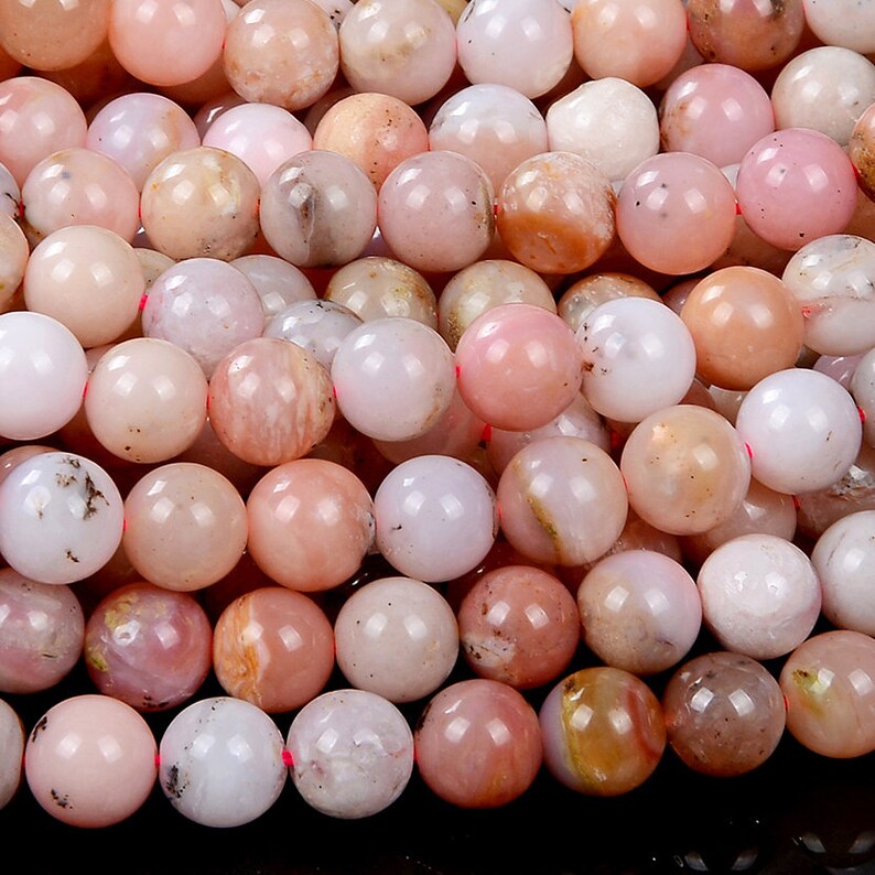 Natural Peruvian Pink Opal Gemstone Grade AA Round 4MM 5MM 6MM 7MM 8MM Loose Beads BULK LOT 1,2,6,12 and 50 D450 image 2