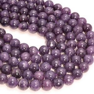 Genuine Natural Purple Lepidolite Gemstone Grade AAA 4mm 6mm 8mm 10mm Round Loose Beads Full Strand (A223)