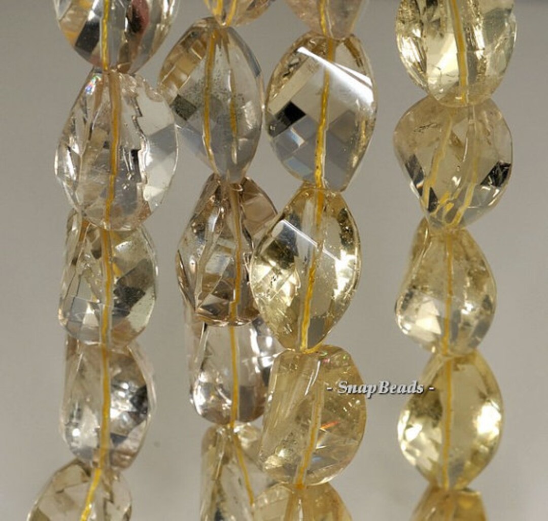 22x13-19x12mm Lemon Quartz Gemstone Faceted Twist Oval Loose