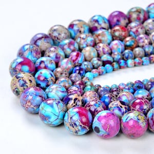 Galaxy Sea Sediment Imperial Jasper Gemstone Grade AAA Round 4mm 6mm 8mm 10mm 12mm Loose Beads BULK LOT 1,2,6,12 and 50 (A284)