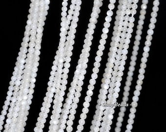 Pierre précieuse de coquille de perle ivoire de 2 mm, grade A, blanc ivoire, perles rondes en vrac 16 pouces brin complet LOT 1,2,6,12 et 50 (90113629-107 - 2 mm C)