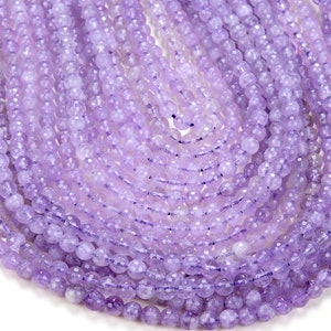 Natural Lavender Amethyst Gemstone Grade AA Micro Faceted Round 5MM 6MM  Loose Beads 15 inch Full Strand BULK LOT 1,2,6,12 and 50 (P58)