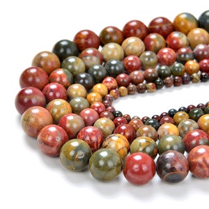 Genuine Natural Picasso Jasper Gemstone Grade Aa Round 4mm 6mm 8mm 10mm Loose Beads 15 inch Full Strand BULK LOT 1,2,6,12 and 50