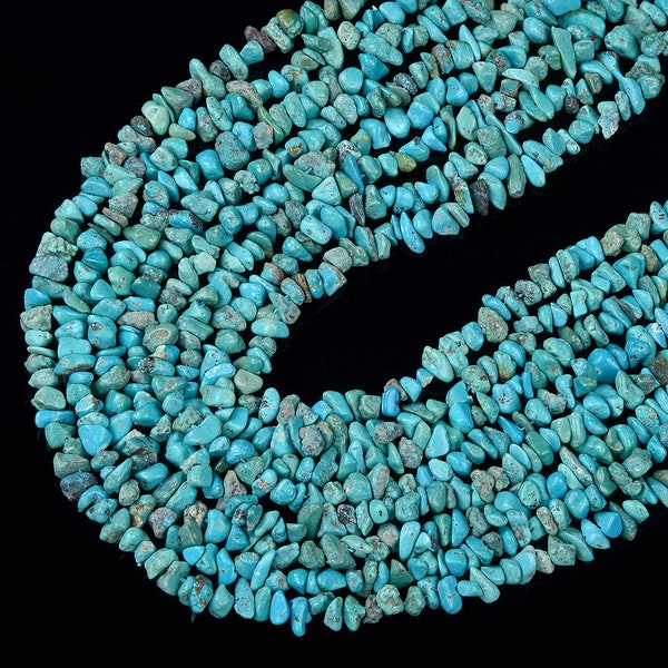 100% Genuine Natural Blue Turquoise Gemstone 5-7MM Pebble Nugget Chip Loose Beads BULK LOT 1,2,6,12 and 50 (D430)