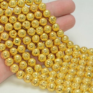 6mm Gold vergoldet Lava Edelstein Grade AAA Runde lose Perlen 15,5 Zoll voll Strang LOT 1,2,6,12 und 50 (80005704-476)