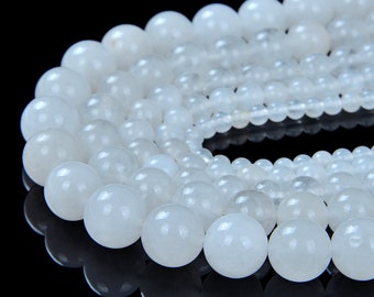 Genuine Natural White Jade Gemstone Grade Aa Round 4mm 6mm 8mm 10mm Loose Beads Grade Aa Full Strand 15inch(M34)