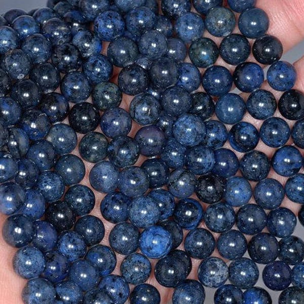 8mm Rare Dark Blue Dumortierite Gemstone Grade AAA Dark Blue Round 8mm Loose Beads 15.5 inch Full Strand LOT (90183611-115)