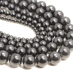 Genuine Natural Black Tourmaline Gemstone Grade AAA 4mm 6mm 8mm 10mm 12mm Round Loose Beads 15 inch Full Strand
