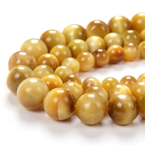 Piedra preciosa de ojo de tigre dorado, grado AA, 4 mm, 6 mm, 8 mm, 10 mm, cuentas sueltas redondas, 15,5 pulgadas, hebra completa, lotes 1, 2, 6, 12 y 50
