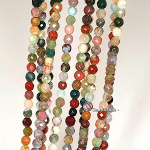 3mm Sanctuary Indian Agate Gemstone Faceted Round 3mm Loose Beads 16 inch Full Strand LOT 1,2,6,12 and 50 (90148178-170-E)