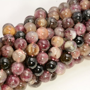 Genuine Chineese Tourmaline Gemstone 4mm 6mm 8mm Round Loose Beads Full Strand (A240)