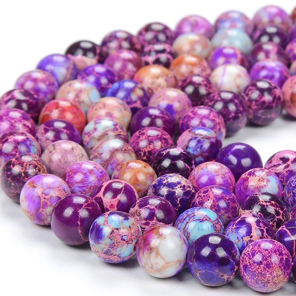 Galaxy Sea Sediment Imperial Jasper Gemstone Grade AAA Round 6MM 8MM Loose Beads BULK LOT 1,2,6,12 and 50 (D351)