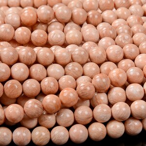 Naturlig persikafältspat solsten ädelsten grad A rund 5 MM 6 MM 7 MM 8 MM lösa pärlor bulkparti 1, 2, 6, 12 och 50 (D308) bild 3