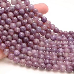 Genuine Natural Lepidolite Gemstone Purple AA 4mm 6mm 8mm 10mm Round Beads 15.5inch Full Strand  Lot 1,2,6,12 and 50 (M37)