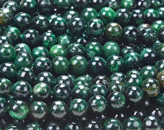 Natural Green Mica Muscovite in Fuchsite Deep Emerald Green Gemstone Grade AAA Round 6MM 8MM 10MM 12MM Loose Beads  BULK LOT (D258)