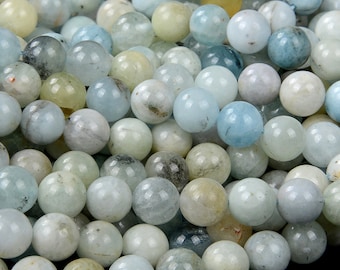 Natural Aquamarine Gemstone Grade A Round 6MM 8MM Loose Beads BULK LOT 1,2,6,12 and 50 (D103)