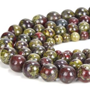 Natural Dragon Blood Stone Red Green Gemstone Grade Aa Round 4mm 6mm 8mm 10mm Loose Bead 15 inch Full Strand BULK LOT 1,2,6,12 and 50(M29)