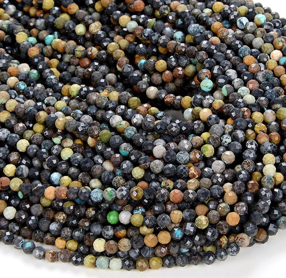 Natural Turquoise Gemstone Micro Faceted Round 2MM 3MM Loose Beads